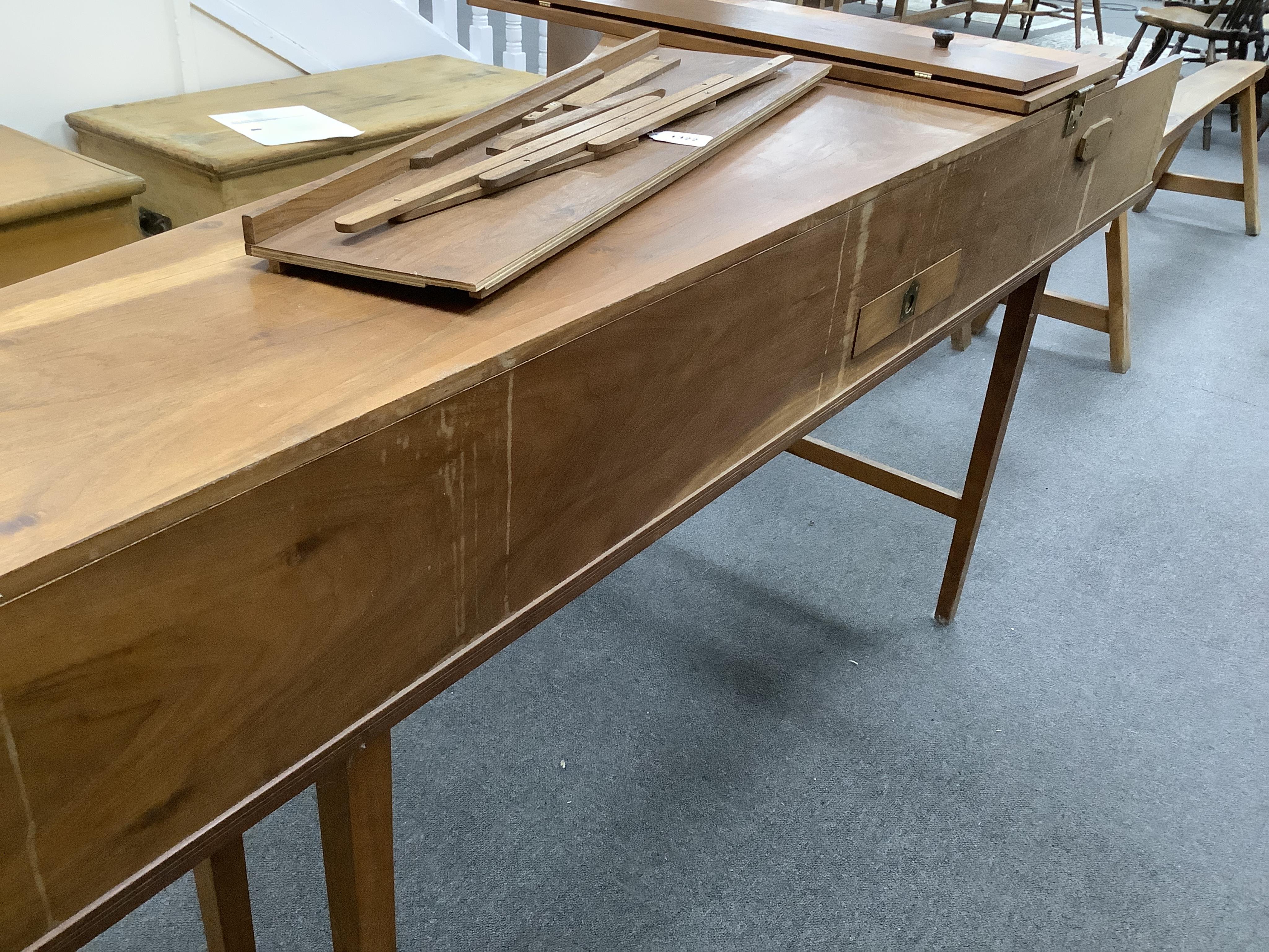 An Italian style single manual harpsichord built by Ian Gordon in 1989, in a walnut veneer case, Gordon is better known for his lutes, 54 note compass on small scale keys, and two stops, length 202cm